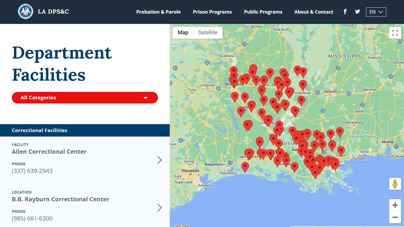 Facility Locations - Louisiana Department of Public Safety & Corrections
